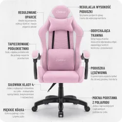 Fotel gamingowy Cabro C500 Różowy- Biały Tkanina